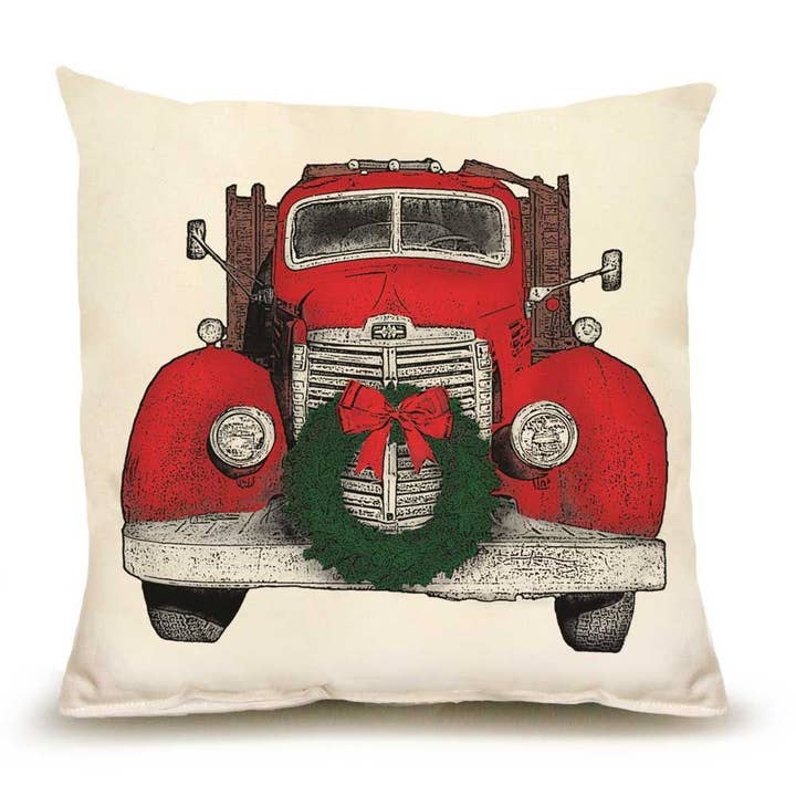 Truck with Wreath Medium Pillow for wholesale by Eric & Christopher