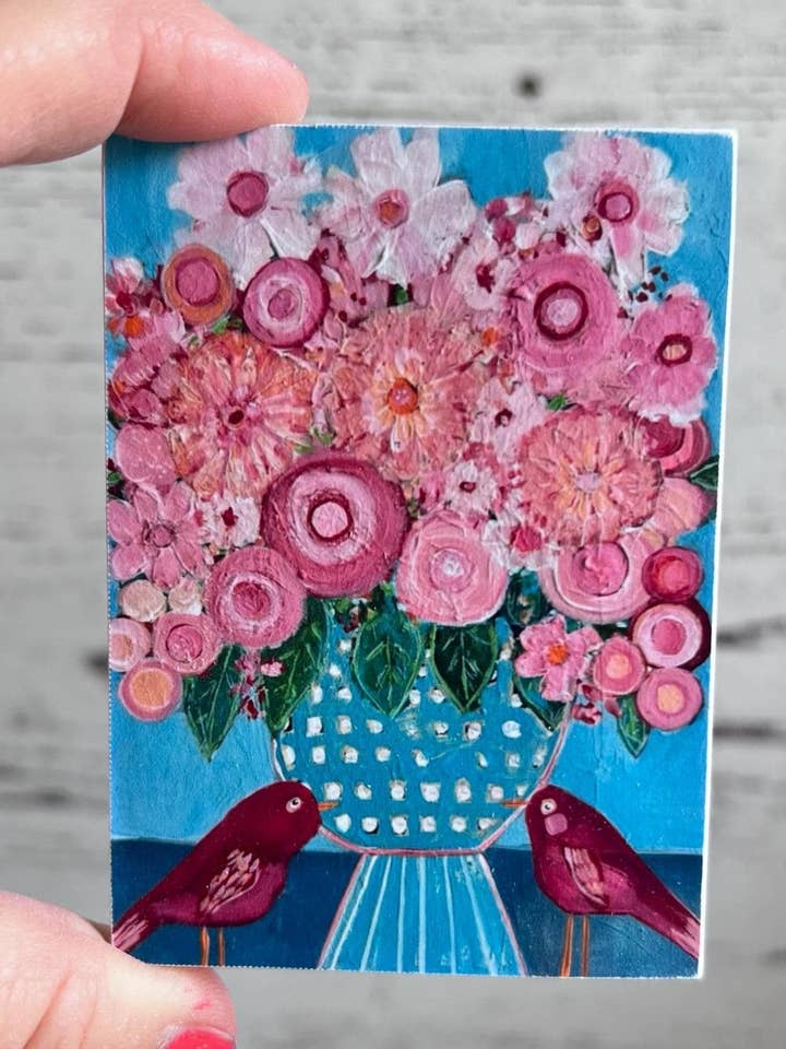 Blombukettmagnet: Lekfull konsttryck på trä #2 för wholesale av Sunshine Girl Designs