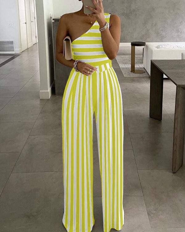 Flarix - Wholesale Jumpsuit - Women's - one shoulder striped colorblock jumpsuit3