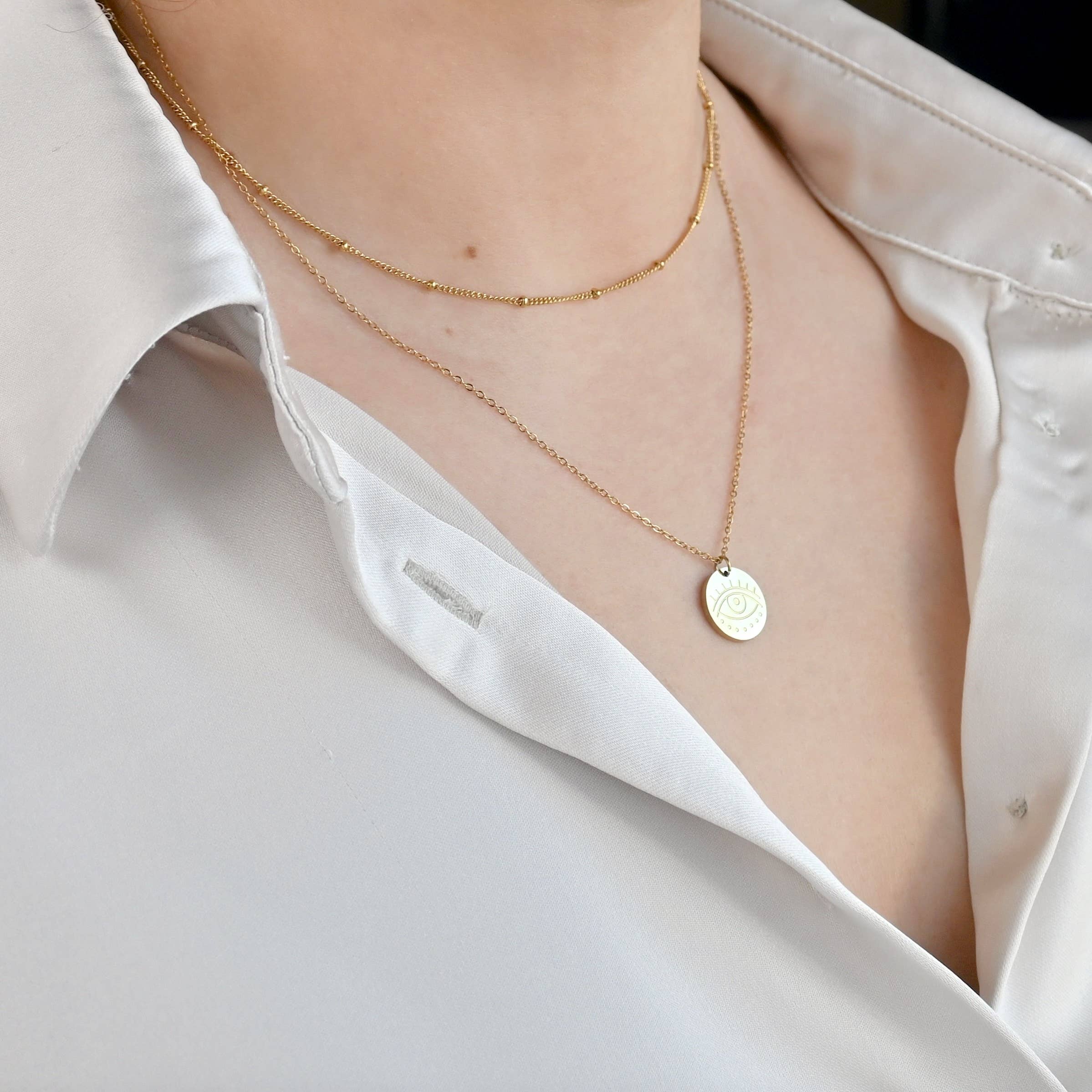 Blueyejewelry - Wholesale Pendant/Charm Necklace - Evil Eye Necklace - 18k Gold Layered Satellite Necklace 1