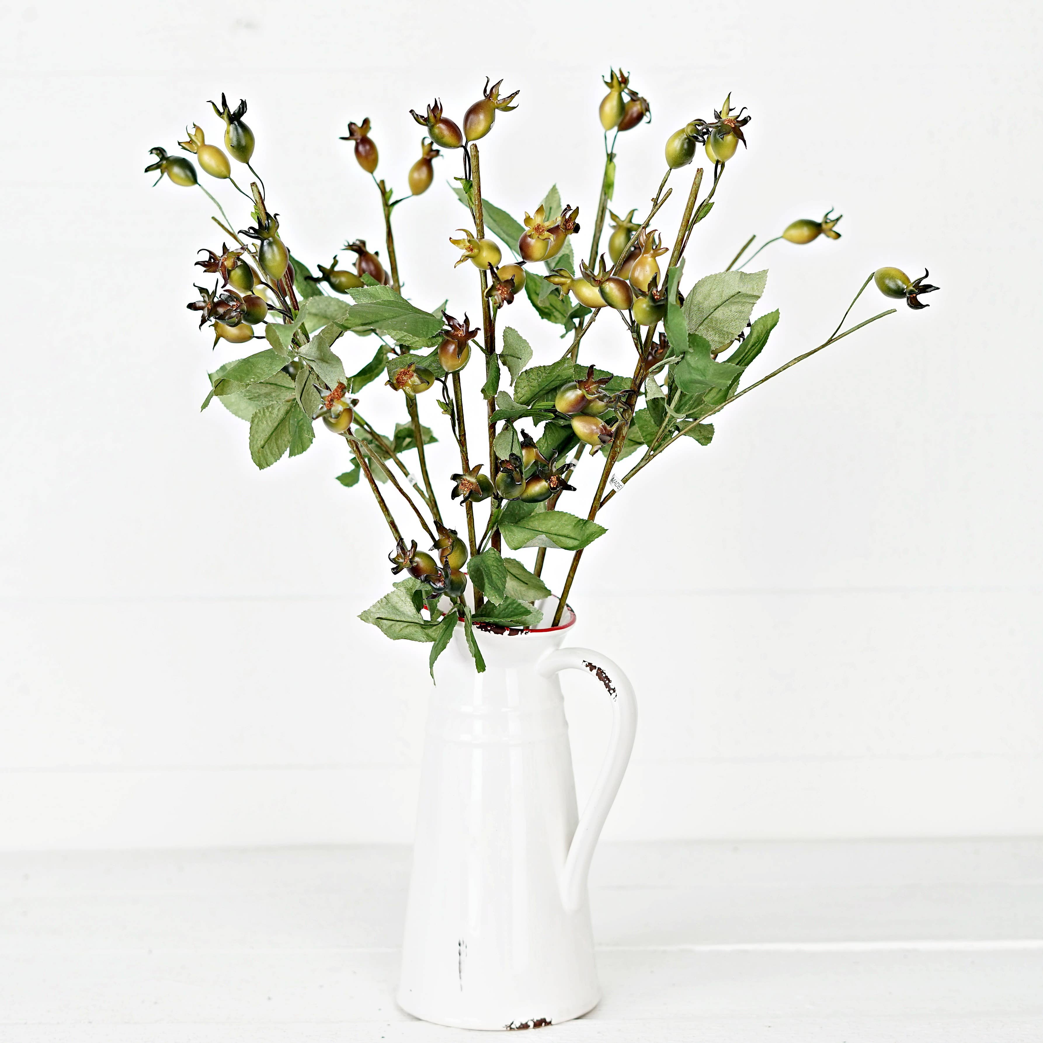 Holiday Depot Inc. - Wholesale Artificial Flowers - ISB3211GR- 24in Rosehip berry Spray- Green2