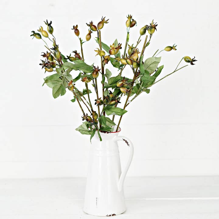 Holiday Depot Inc. - Wholesale Artificial Flowers - ISB3211GR- 24in Rosehip berry Spray- Green2
