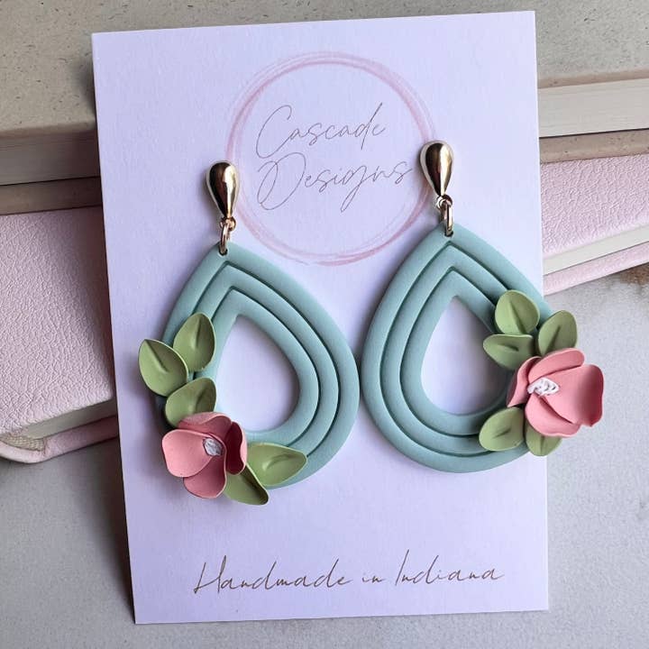 Cascade Designs - Wholesale Dangle Earrings - The Penelope | Floral Drop Clay Earrings