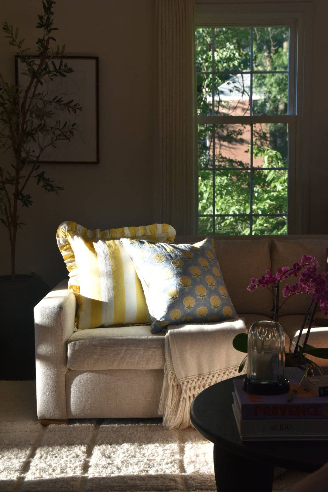 Katel Home - Wholesale Throw/Decorative Pillow - Augusta Yellow Striped Ruffle Pillow3