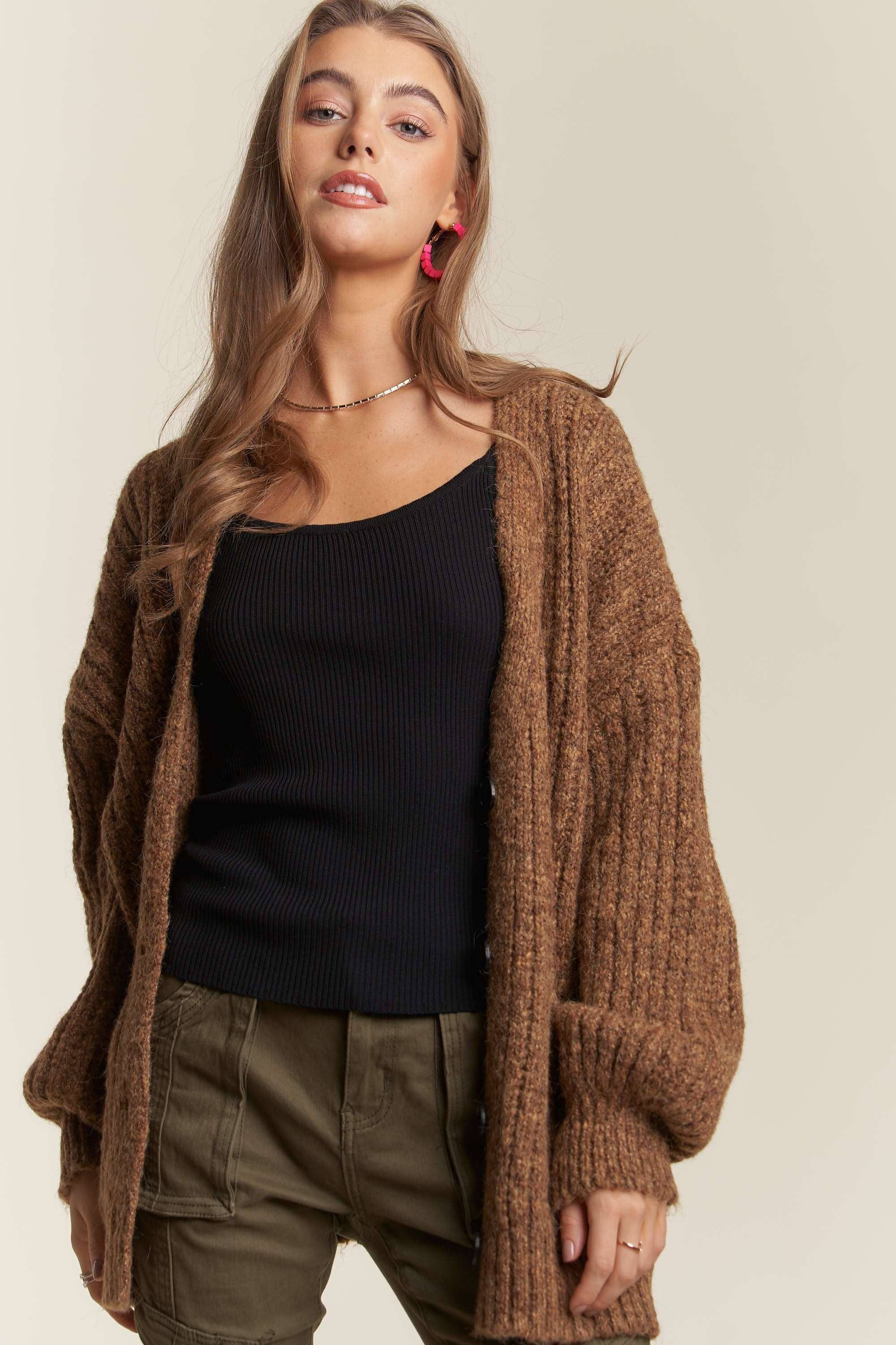 ADORA LA – wholesale Cardigan – Women’s – CESW3441A - BUTTON DOWN COZY SWEATER CARDIGAN1