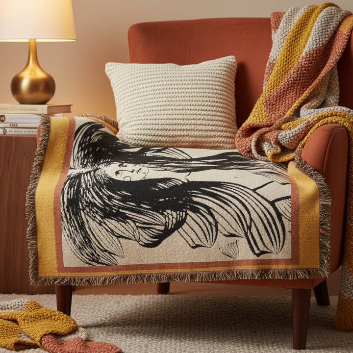 Morning Hair Woven Blanket for wholesale by Two Owls