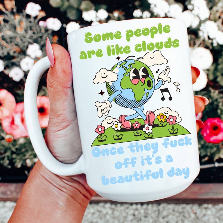 Kaffeebecher „Some People Are Like Clouds“ für den Großhandel von Ace the Pitmatian Co