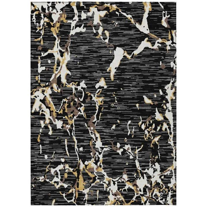 Oceana Black Washable Indoor-Outdoor Rug for wholesale by LOOMLAN