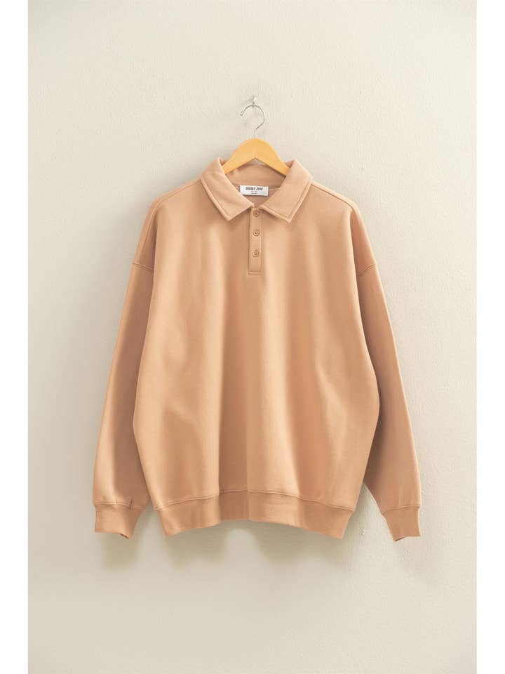 Oversized Polo Collared Pullover and other Purchase Wholesale red sweatshirt. Free Returns & Net 60 Terms on Faire trending on Faire.