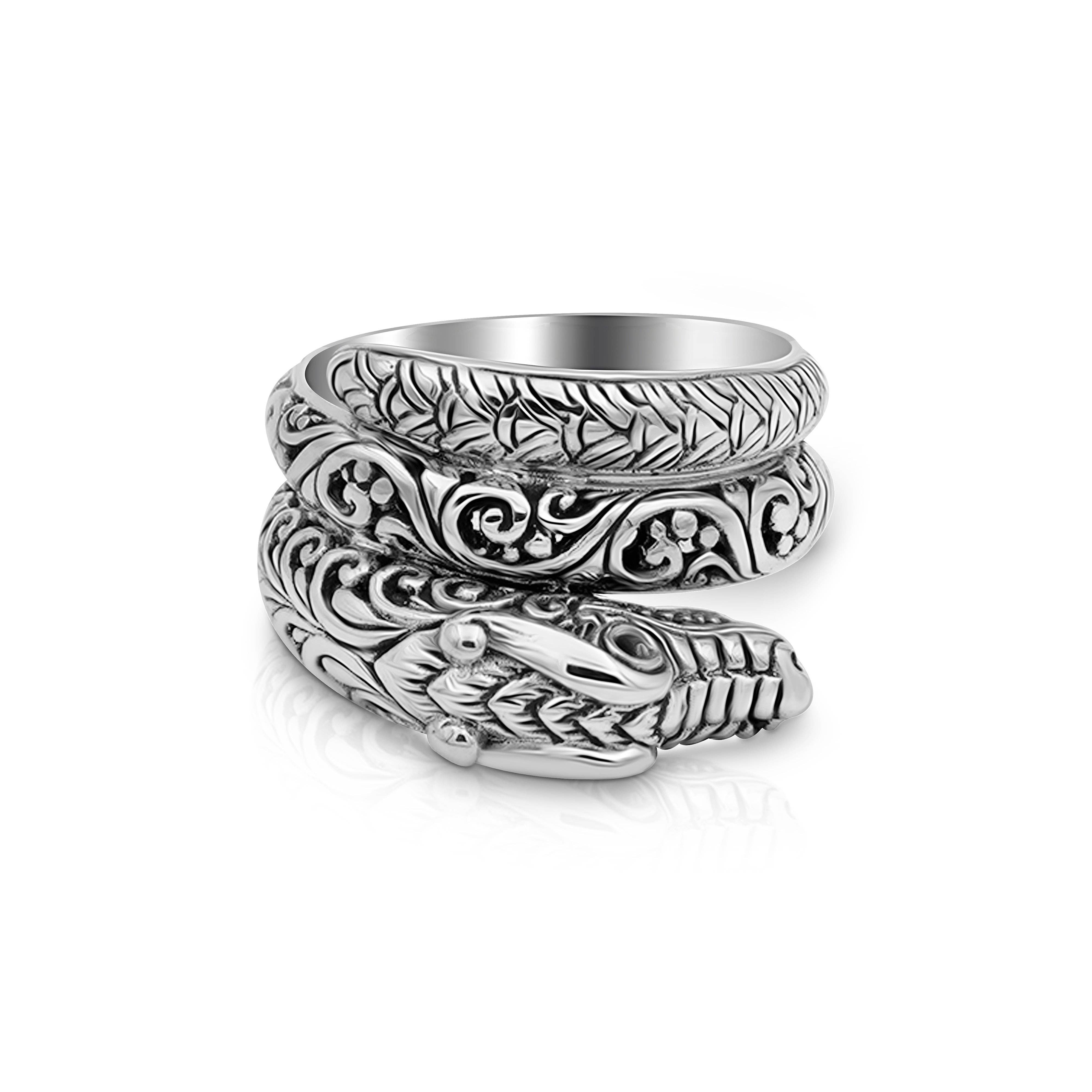 Damai Designs - Wholesale Cocktail/Statement Ring - Artisan Balinese Sterling Silver Dragon Ring with Garnet2