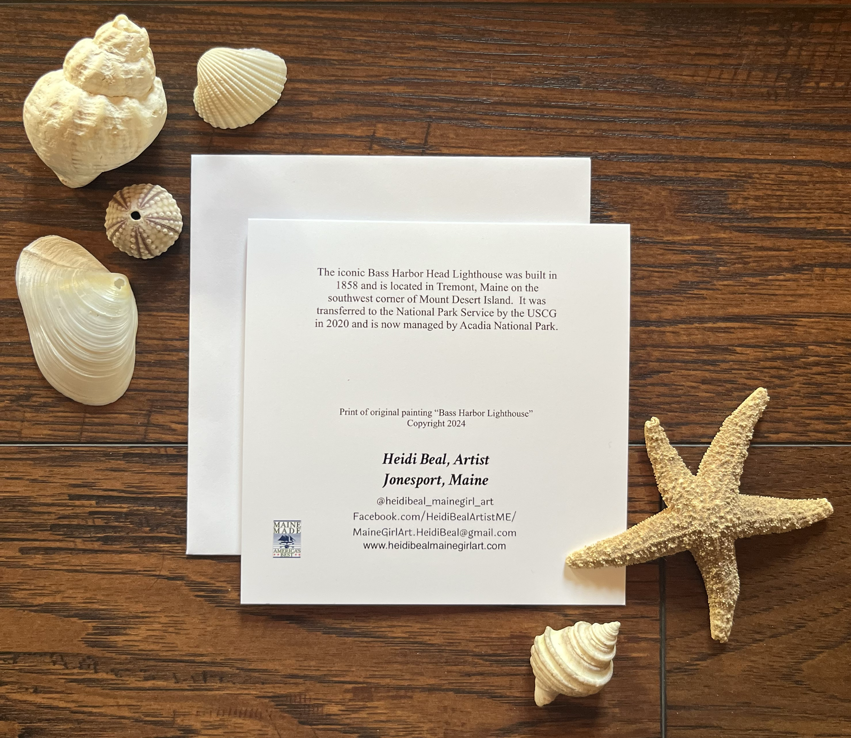 Maine Girl Art - Wholesale Everyday Greeting Card - Bass Harbor Lighthouse blank greeting card1