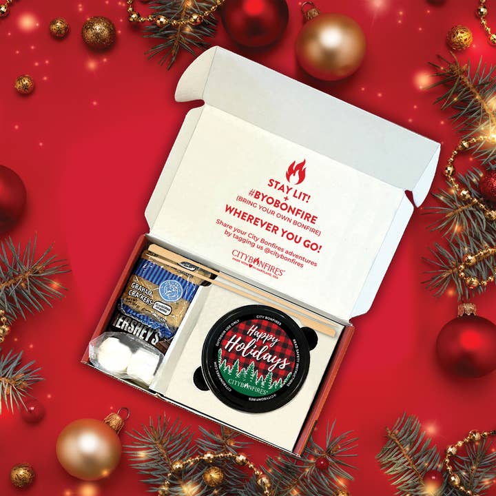 City Bonfires - Portable Fire Pits - Wholesale Fire Pit - S'mores Night Pack - Happy Holiday Limited Edition