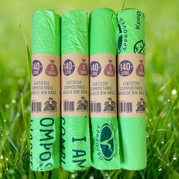 Eco Green Living – wholesale Papperskorg/papperskorg – 140L komposterbara avfallspåsar | 1 rulle med 5 påsar | Eco Green Living