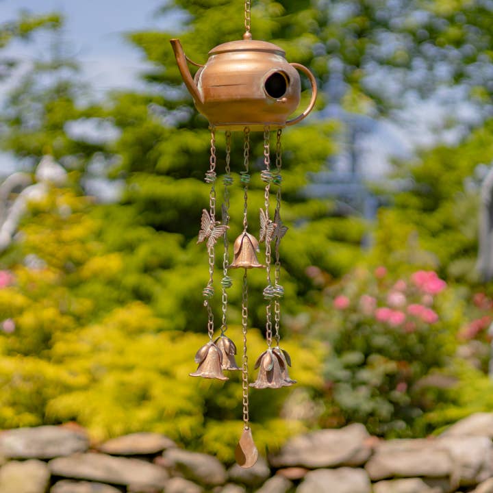 Zaer Ltd. International - Wholesale Bird House - 6 Asst. Hanging Iron Teapot Birdhouse Wind Chimes6