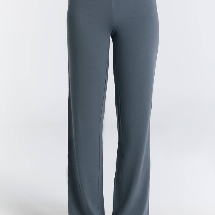 1726-068 | Damesbroek met omgeslagen tailleband - donker leisteengrijs voor wholesale door Leela Cotton