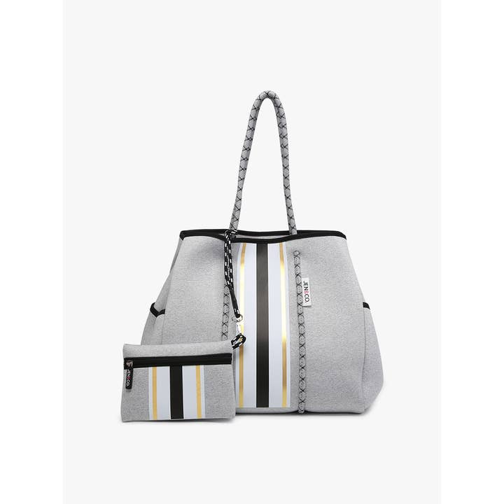 JNC RT (Jen & Co. Outlet) - Wholesale Tote Bag - Women's - M2146STRP Annabella Large Striped Neoprene Tote