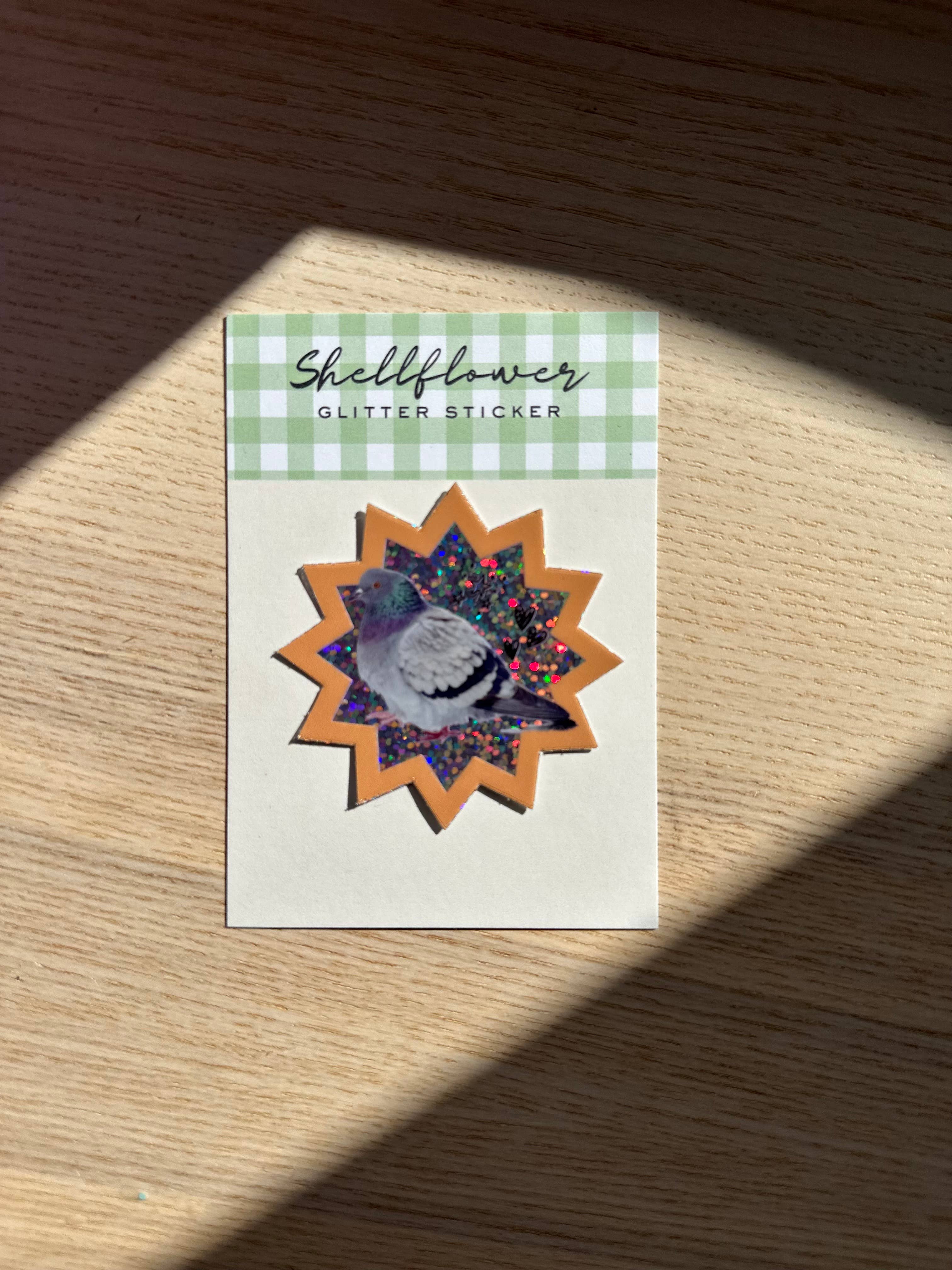Shellflower - Venta al por mayor Pegatina - Pegatina de vinilo con purpurina de paloma disco1