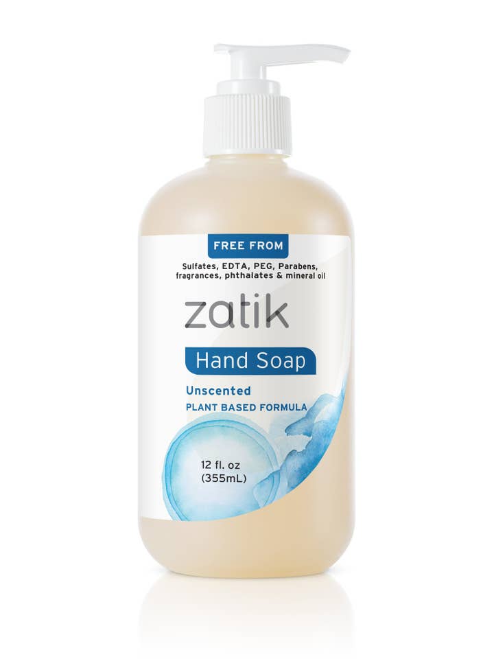 Unscented Liquid Hand Soap, 12 oz for wholesale by Zatik Naturals