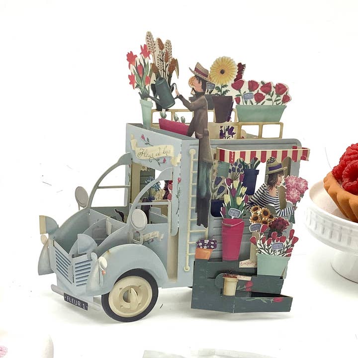 All Little Cute Things - Wholesale Everyday Greeting Card - Tea and Flower Cart Pop Up Greeting Card Black Pyramid tea0