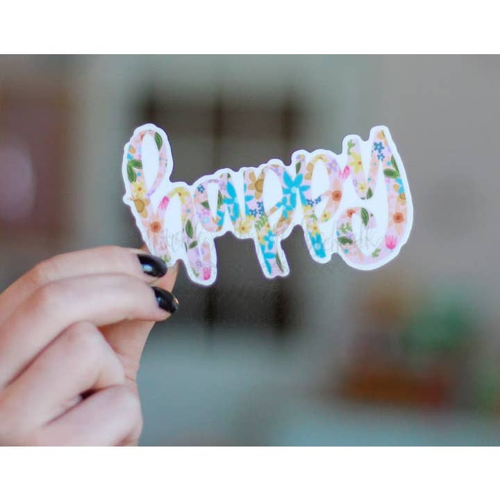 Happy Floral Sticker for wholesale by Doodles By Rebekah