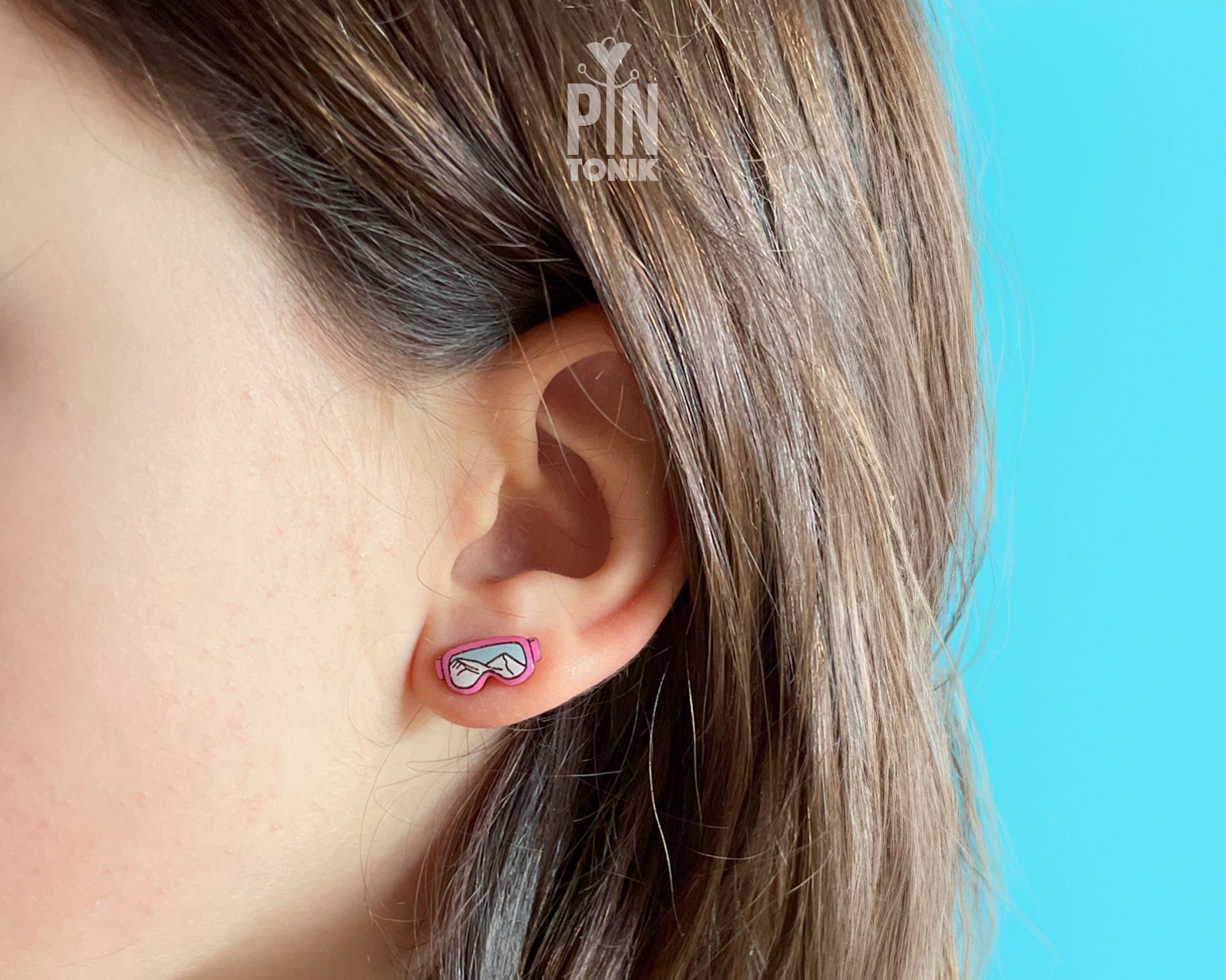 PinTonik – wholesale Stud/post earrings – Ski Goggle Apres Ski Stud Earrings and Snowboard Gifts2