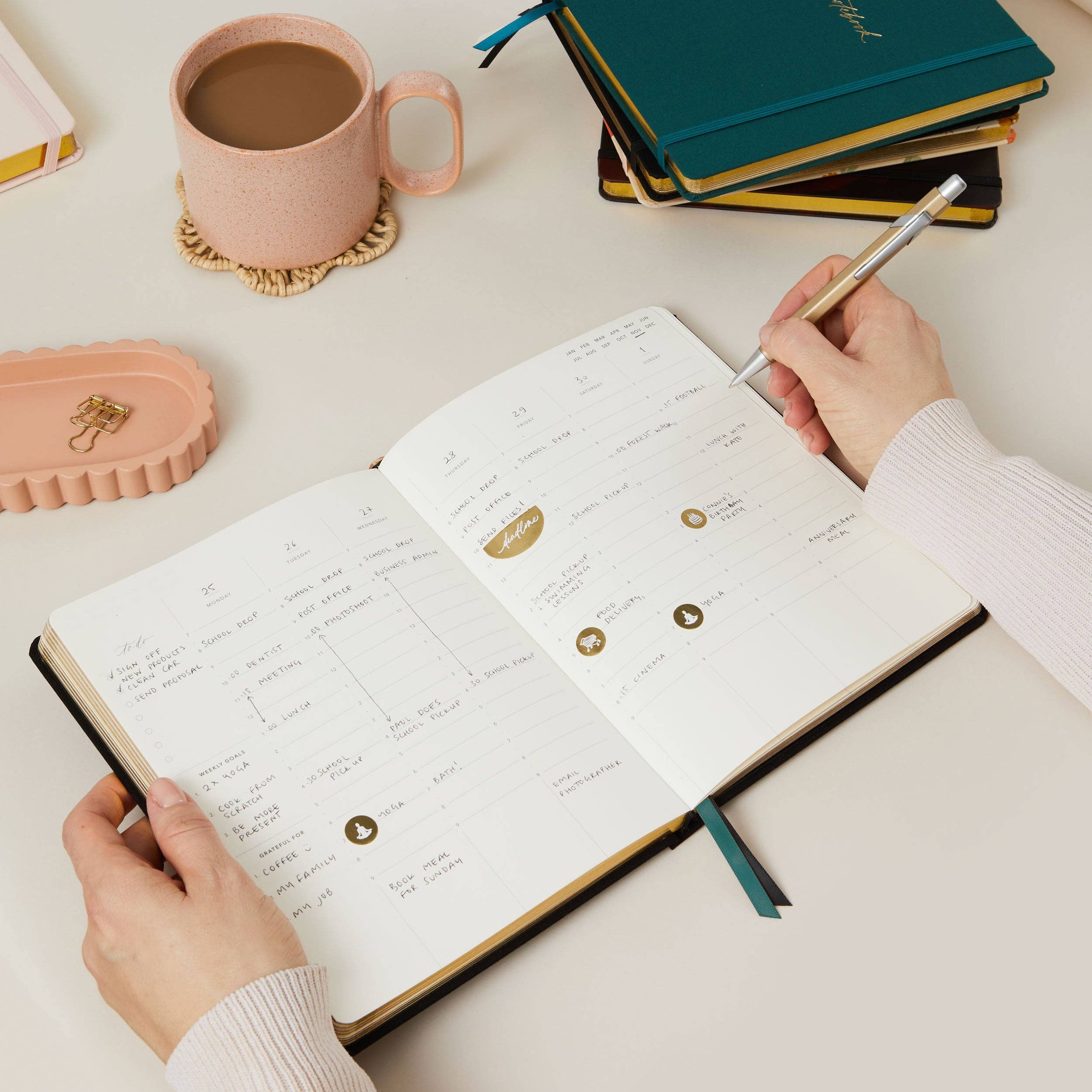 Blush And Gold - Vendita all'ingrosso Planner - Planner settimanale senza data « Juniper » con copertina in tessuto6
