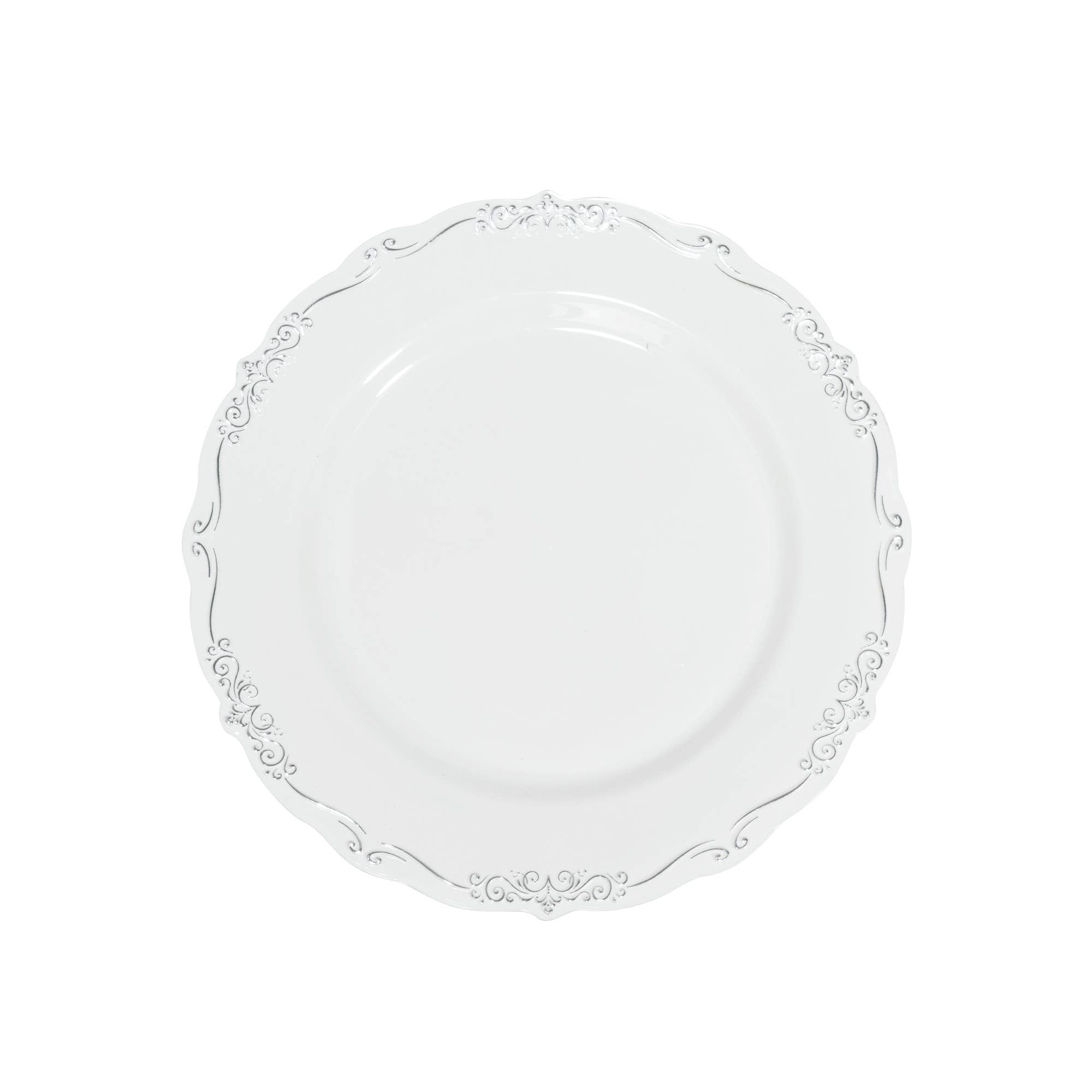 Portofino International Trading, USA - Vente Assiette jetable - Ensemble d'assiettes gaufrées de luxe jetables 40 pièces/ensemble - Argent1