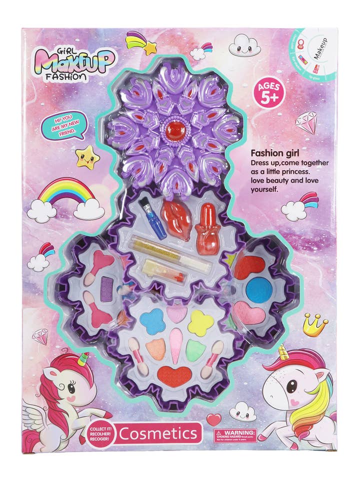 Flower Unicorn Beauty Palette Makeup Kit - 3 Pc for wholesale by Cap Zone