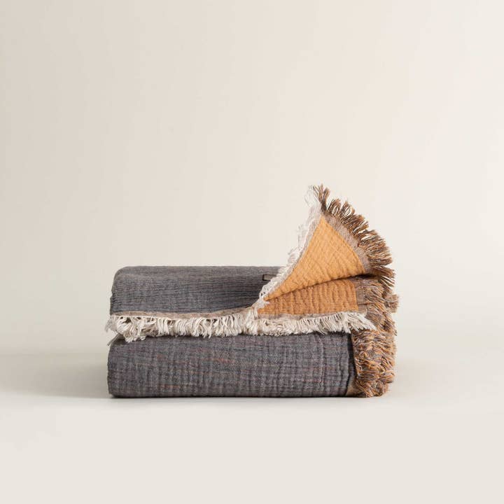 MINOA - Wholesale Throw Blanket - Reversible Muna Organic Gauze Bed Spread, Large Throw