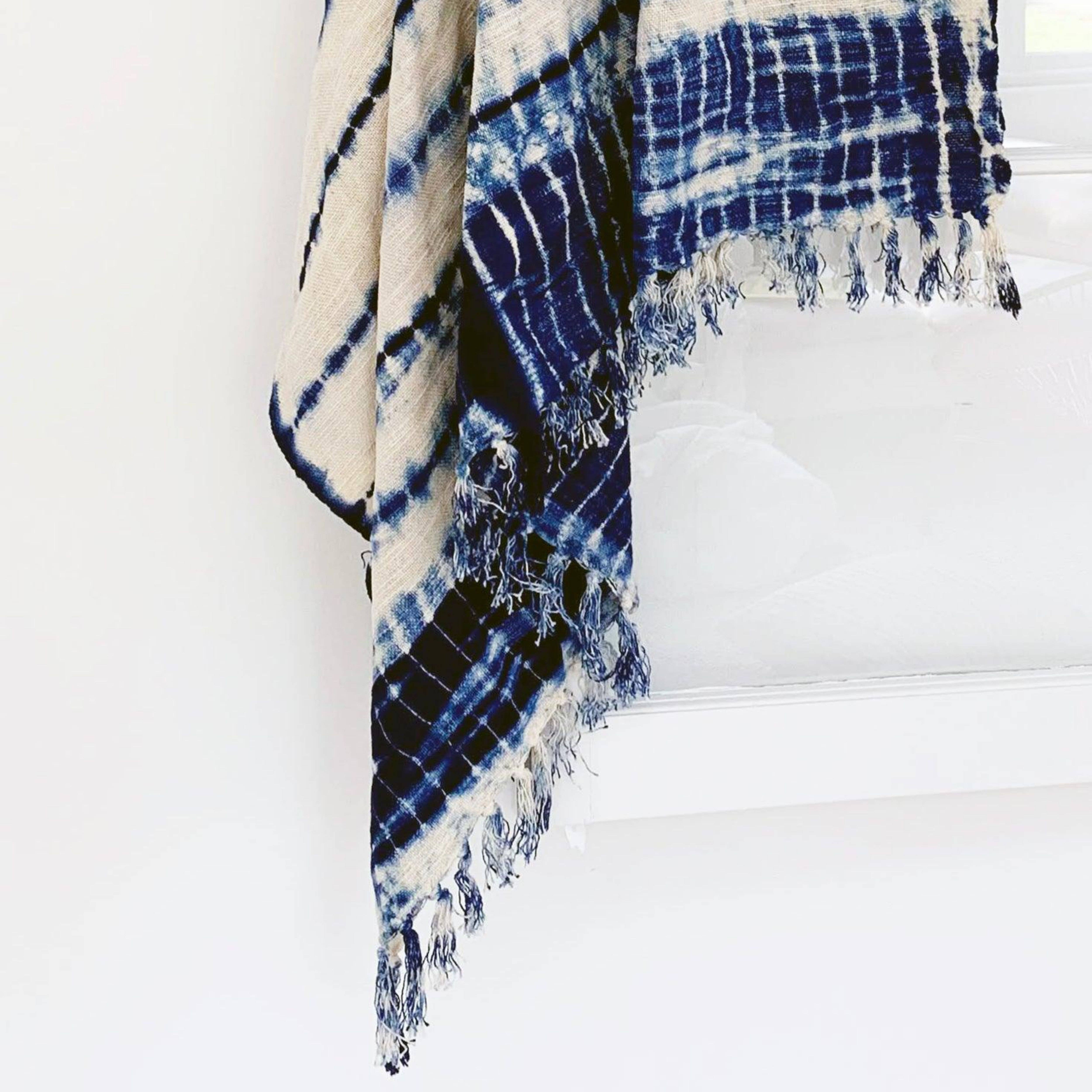 PILLOWPIA - Wholesale Throw Blanket - indigo shibori throw in spine6