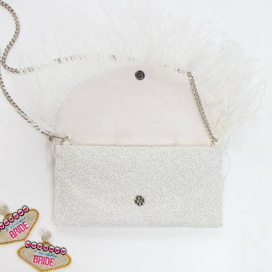 GiftsbyPR - Wholesale Clutch Bag - Women's - Feather Clutch Bag, Wedding Clutch Bag Gifts - HFU-Feather