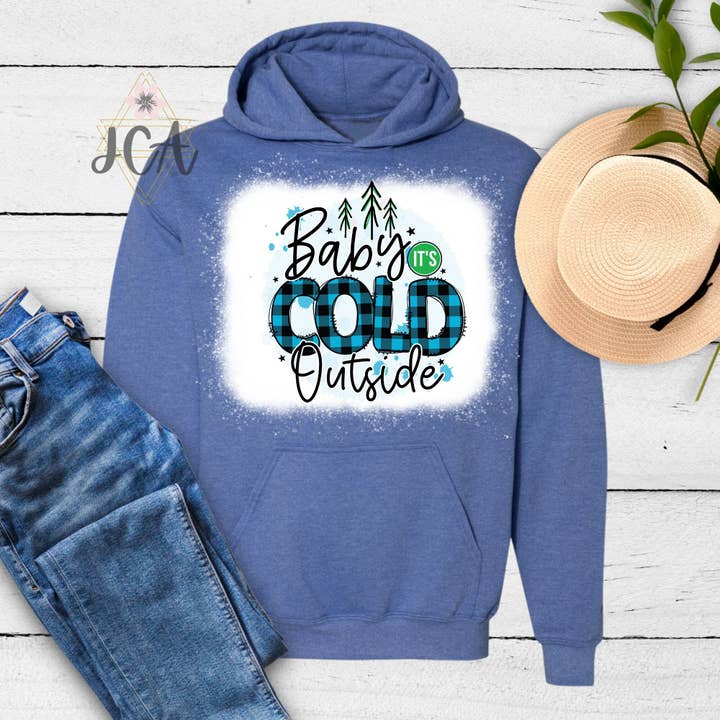 Sudadera Baby Its Cold Outside blanqueada con cuello redondo o capucha para venta al por mayor de Jocelyn's Comfy Apparel