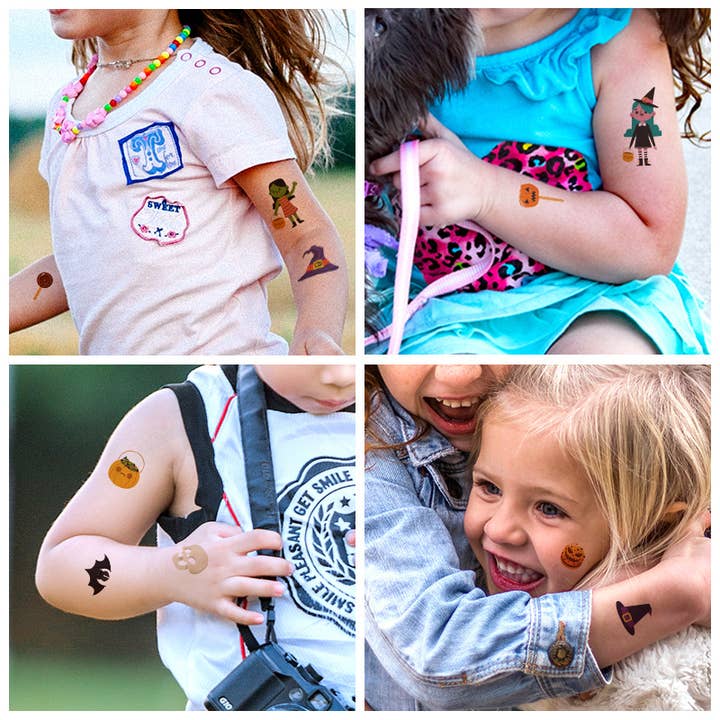 Divertidas pegatinas para tatuajes en brazos y caras del festival de dibujos animados de Halloween para venta al por mayor de Tourtiwi