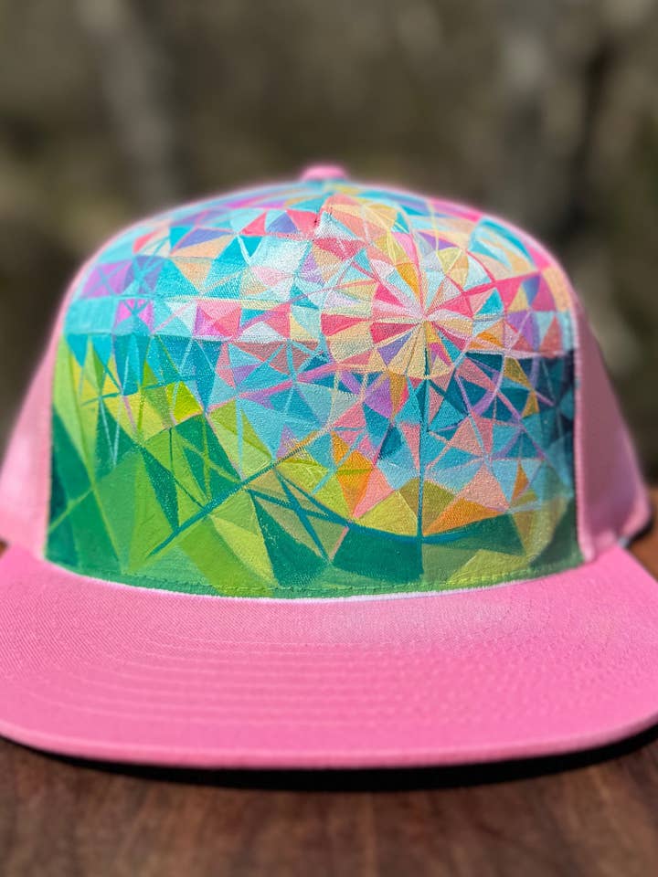 "Radiating Color" Hand Painted Hat for wholesale by Mary Bea Art