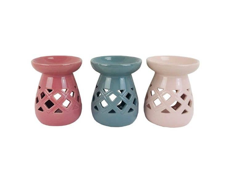 Crystal Magick Wholesale Ltd - Vendita all'ingrosso Scaldaolio - Bruciatore di oli in ceramica a motivo a griglia0