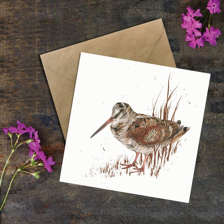 'Woodcock' Greeting Card for wholesale by Kimberley Dewhurst Art