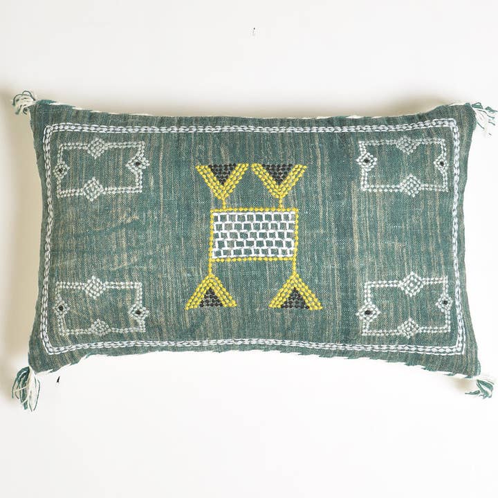 Abstract Sage Lumbar Cushion Cover for wholesale by IndieRoots