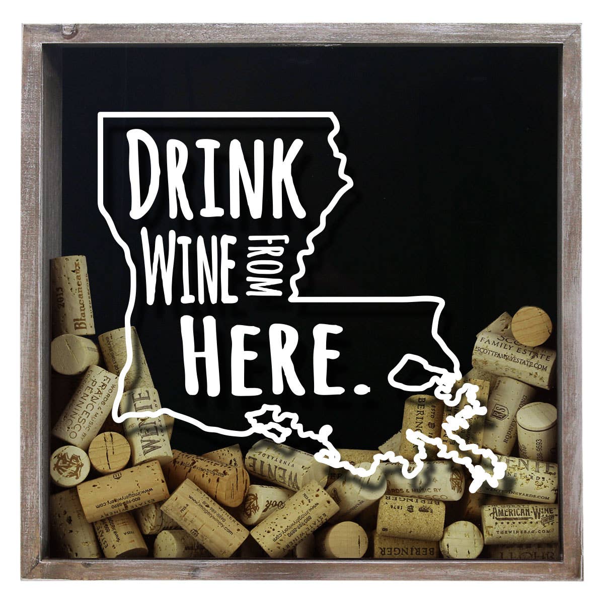 Torched Products - Wholesale Sign - Drink Wine From Here Beer Cap Shadow Box - Farmhouse Antique16