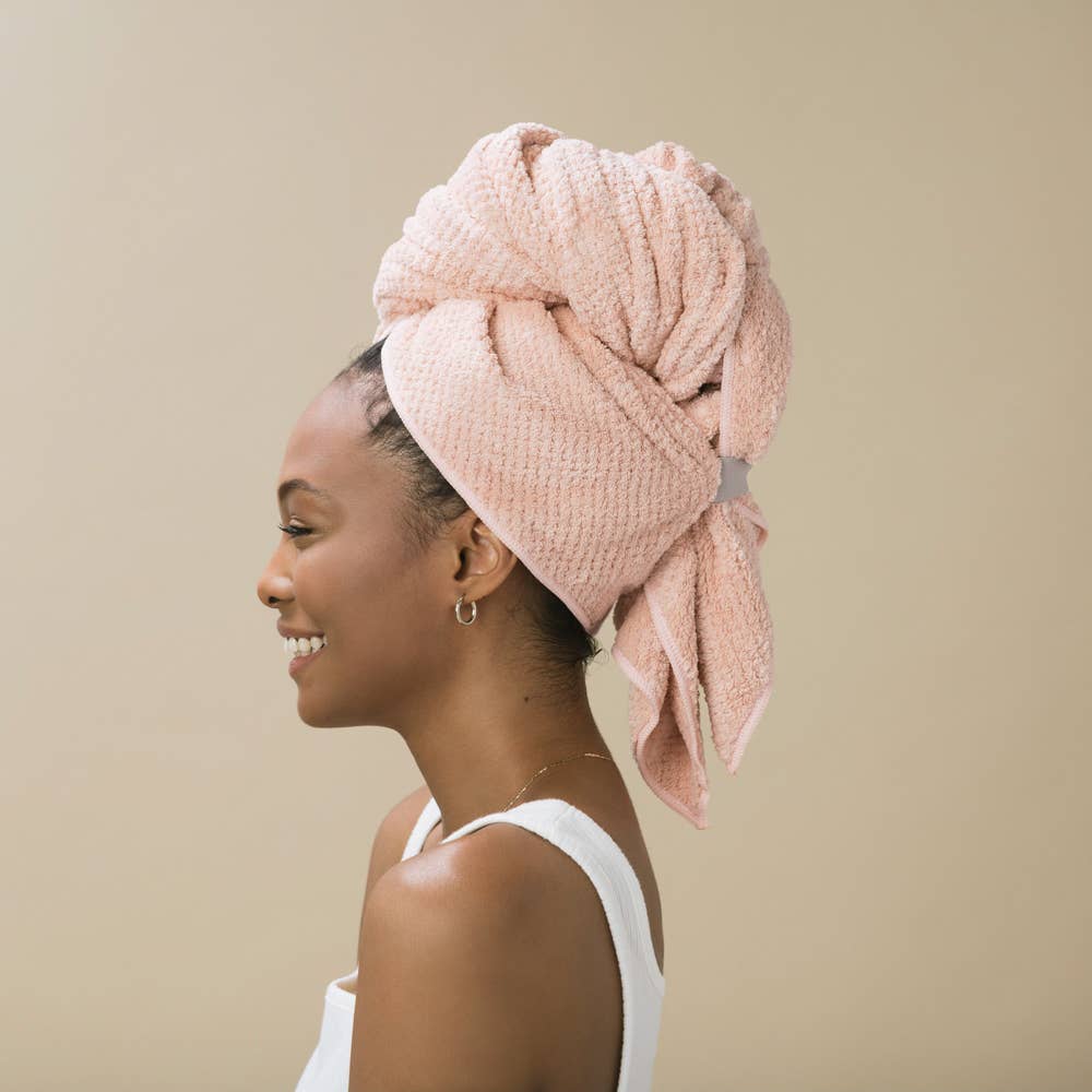 VOLO Hero Hair Towel- Cloud Pink Luxe Tube for wholesale on Faire1
