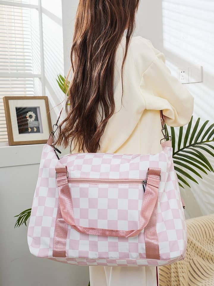 `.Large Capacity Checkered Travel Duffle Bag With Sho for wholesale by 42POPS