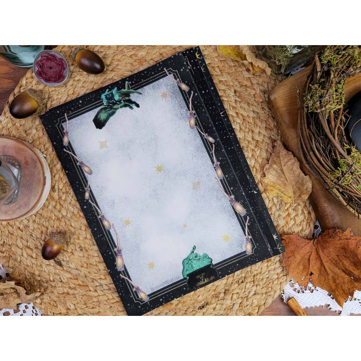 Wings of Fantasy - Wholesale Stationery/Notecard Set - Vintage Style Gothic Witch Letter Writing Set| Black Cat Witches Cauldron Stationery Set| Art Nouveau Style Celestial Witch Stationery4
