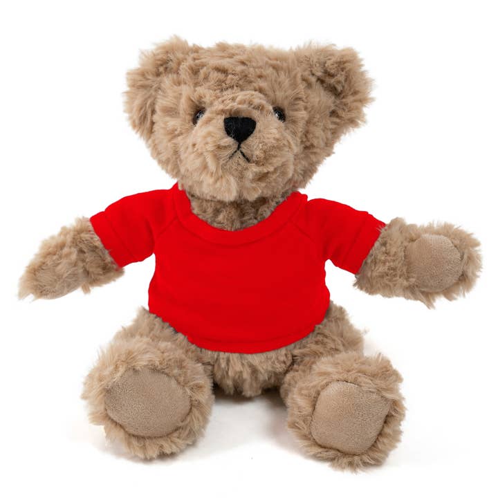 Plushland - Wholesale Stuffed/Plush Toy - Kids & Baby - 9" Curly Teddy Bear in Custom T-shirts | Customizable Plush3