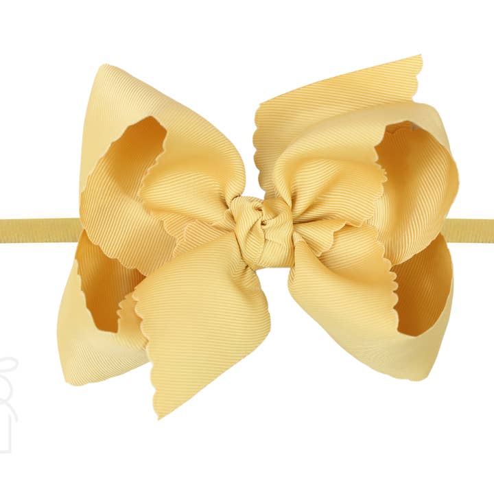 Beyond Creations, LLC - Wholesale Fashion Headband - Kids - 1/4" NYLON PANTYHOSE HEADBAND W/ SCALLOPED EDGE BOW31