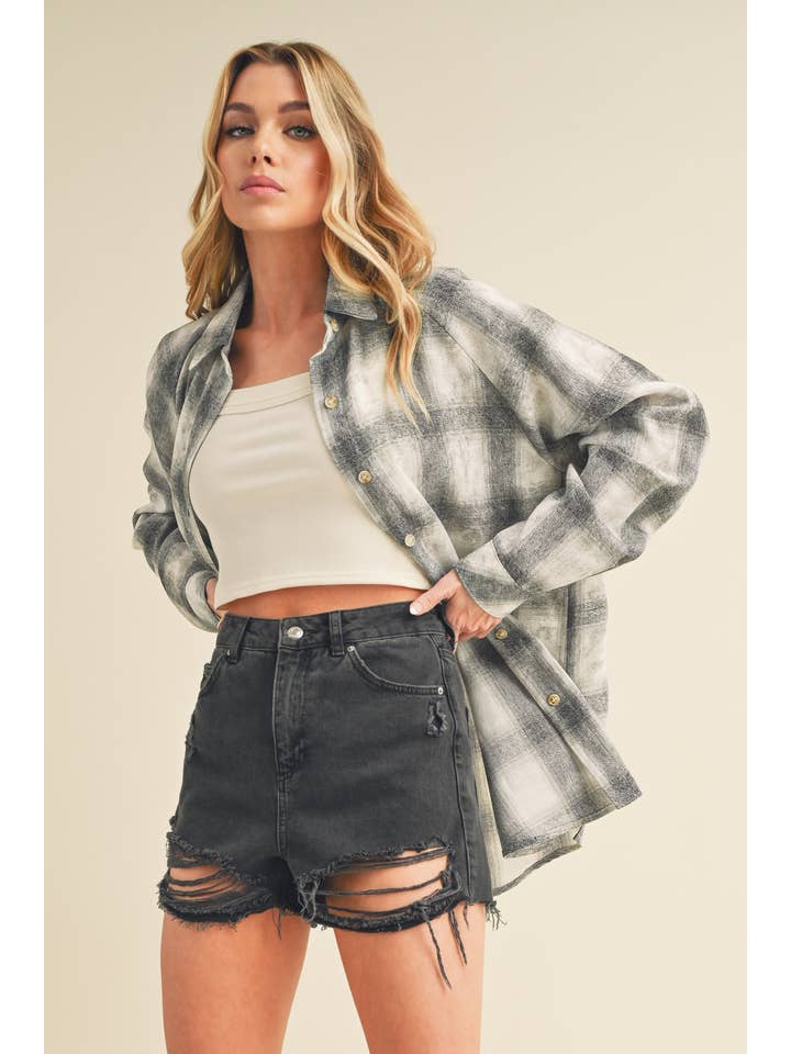 AEMI + CO – wholesale Tröja med knappar – Dam – 8323DN Laura skjorta i tvättat rutigt flanelltyg38