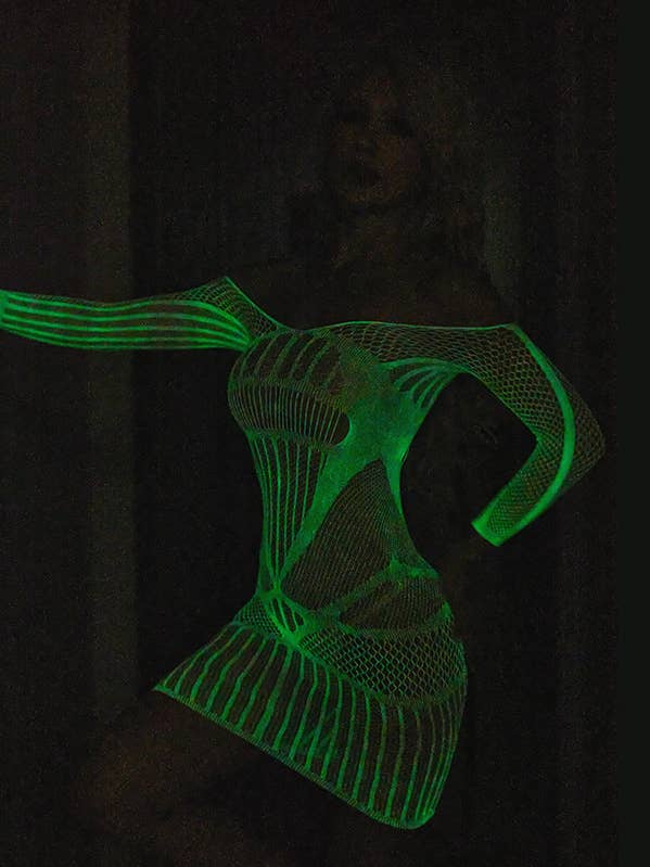 Glow in the Dark Sexy See Through Fishnet Lingerie Dress for wholesale by Sweetkama