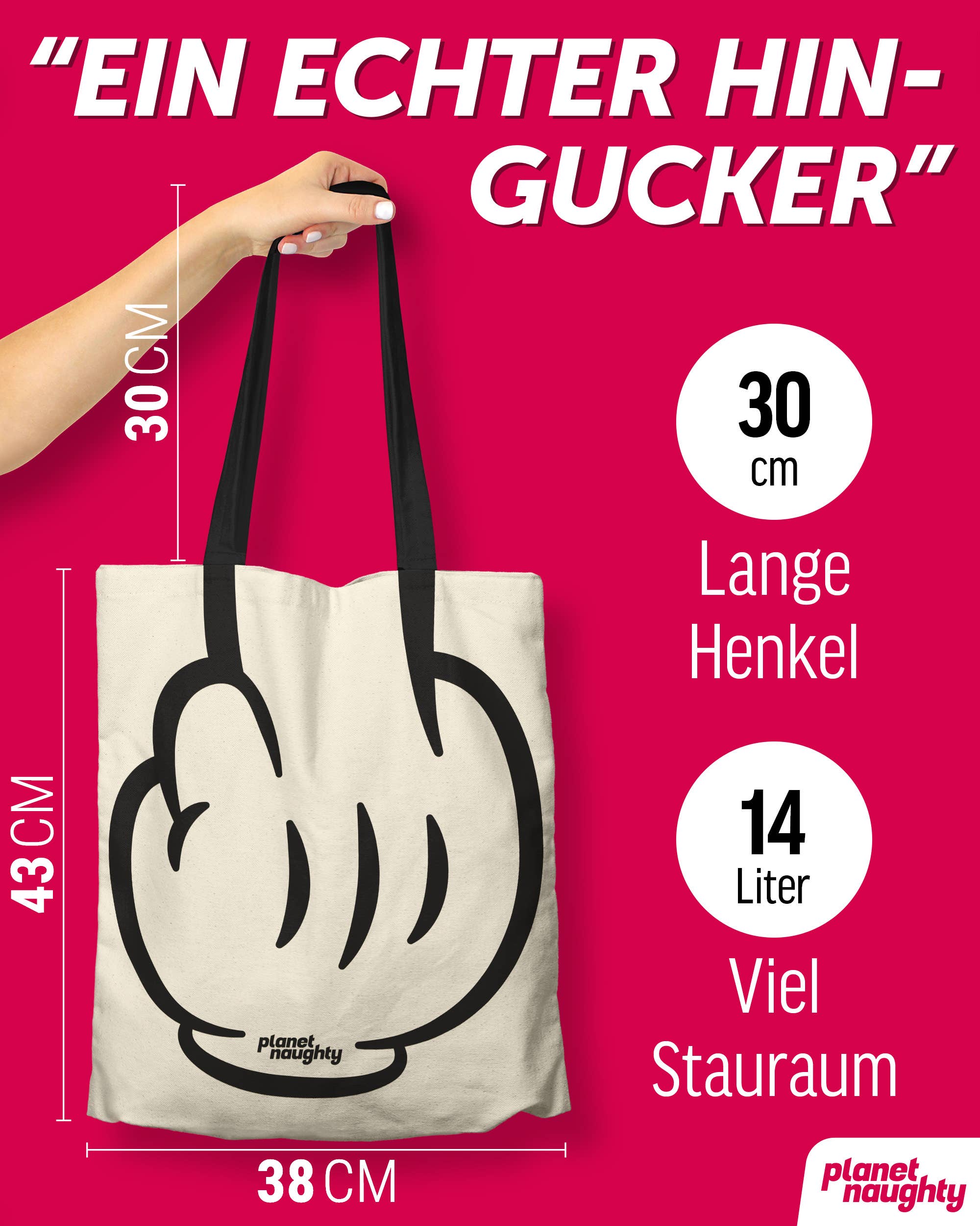 planet naughty - cheeky & funny gifts – wholesale Skämtpresent/liten present – Humoristisk tygväska med långfingerdesign1