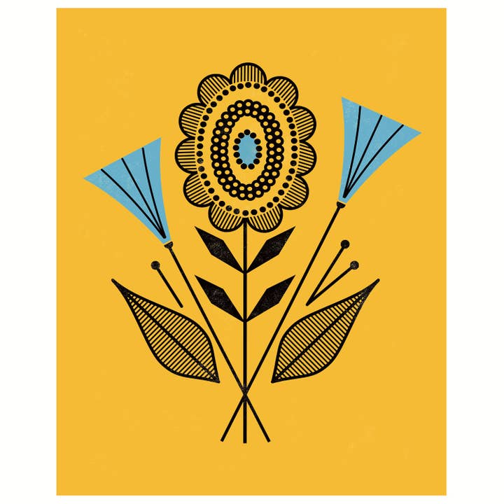 Modern Flowers Citrine Art Print for wholesale by Amber Leaders Designs