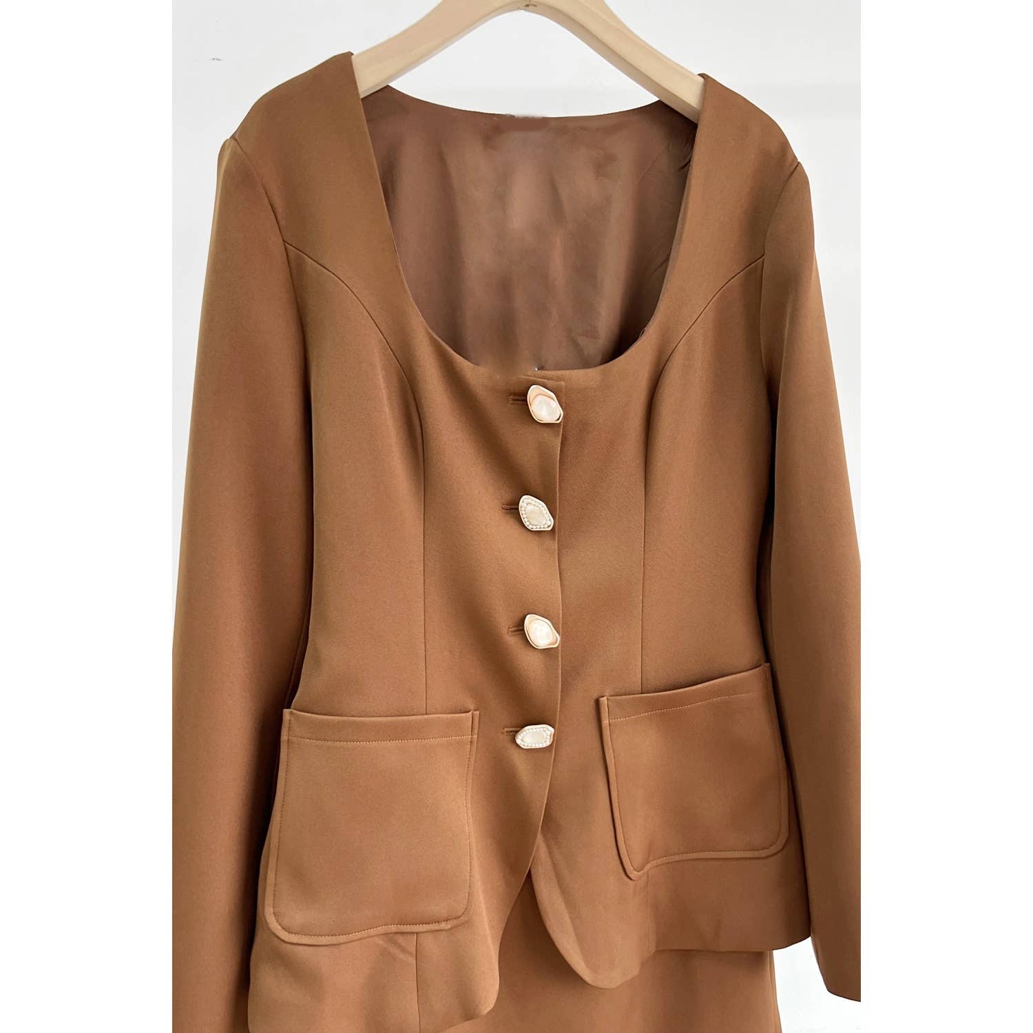 XHHH Inc - Wholesale Top & Pant Set (NOT Loungewear) - Women's - X9461CS Scoop Neck Blazer Mini Dress Set2