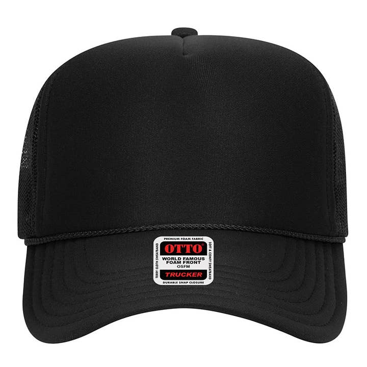 Wholesale Accessory Market - Wholesale Trucker Hat - Unisex - OTTO Black Foam Front High Crown Trucker Hat