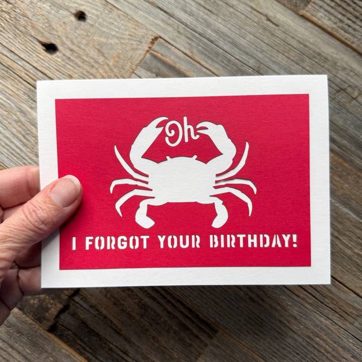 Oh Crab I forgot Your Birthday Belated Birthday Card for wholesale by Louise Lauret